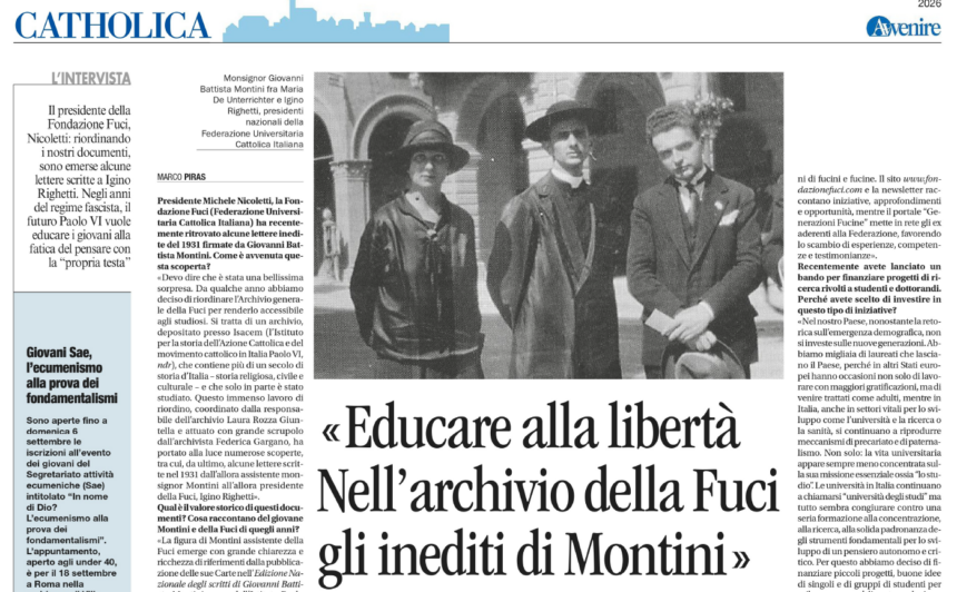 CopertinaINTAV Avvenire parla delle attività della Fondazione Fuci